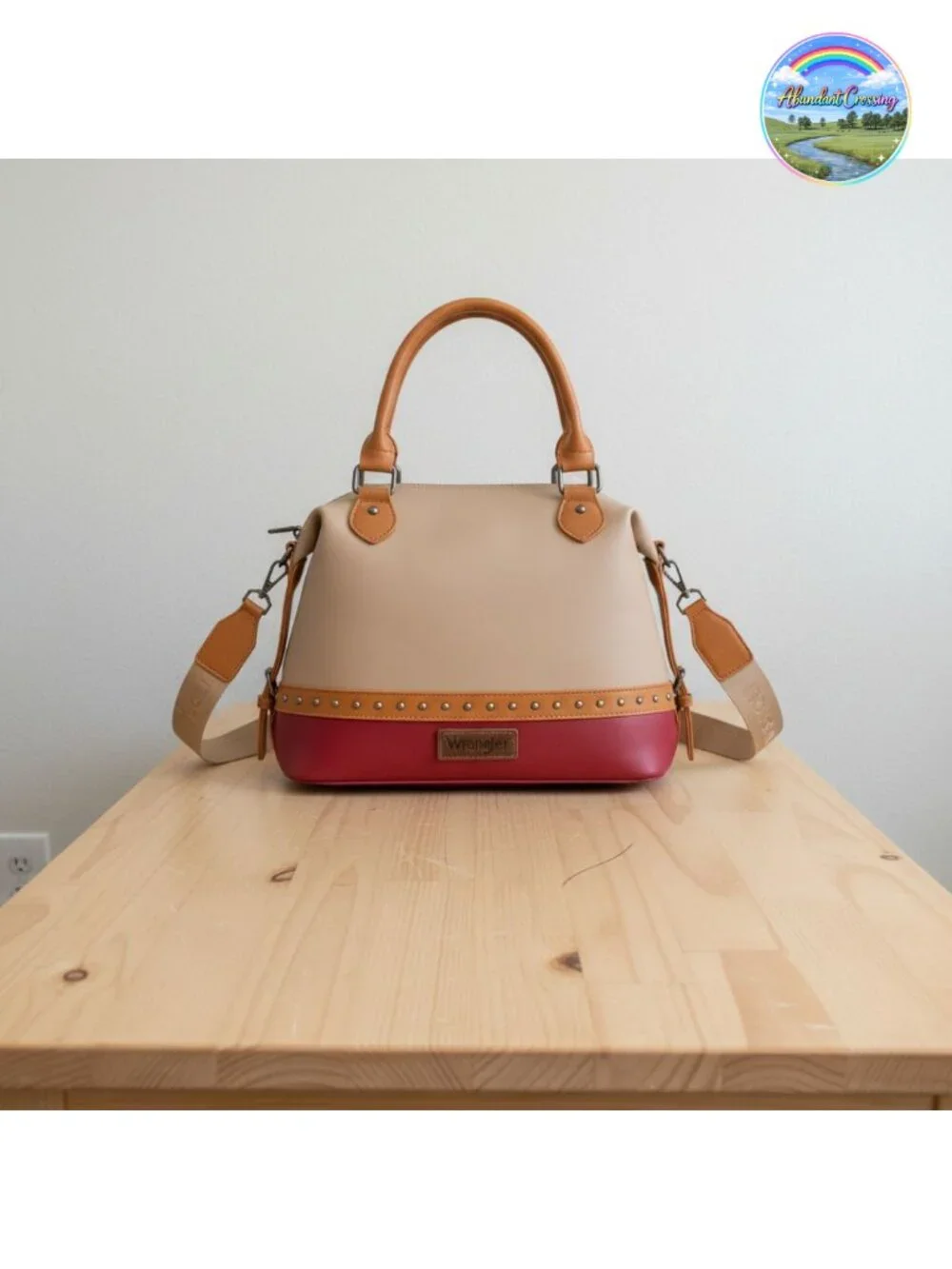 Wrangler Two-Tone Doctor Bag Satchel Top Handle Purse Western Barrel Handbag